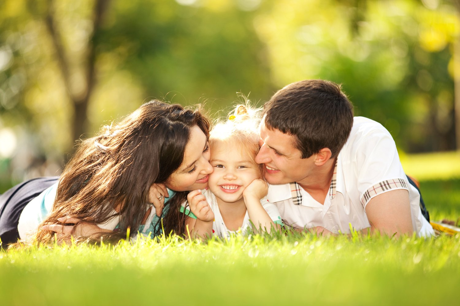 A happy family enjoying time together in a park